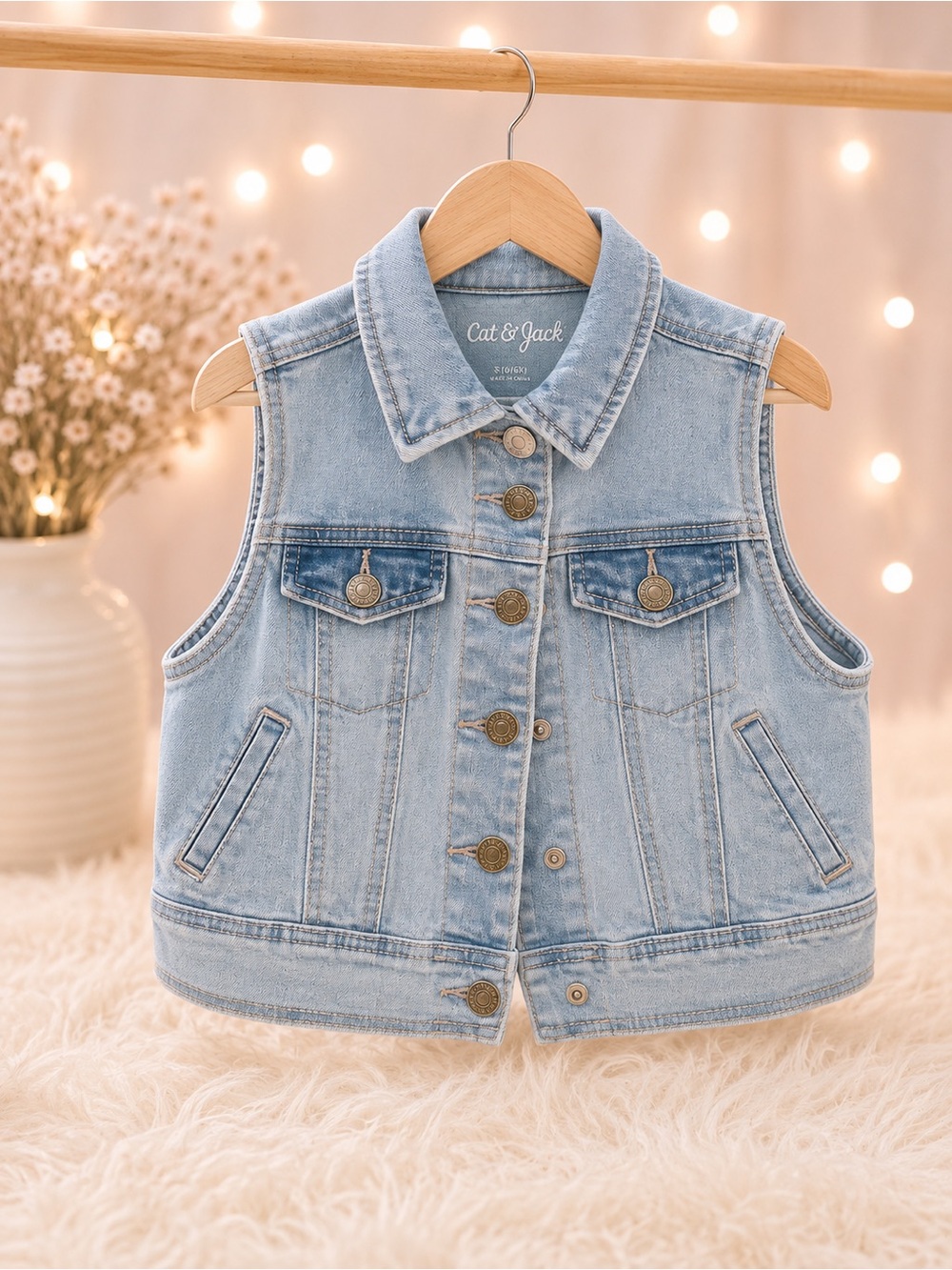 Cat is & Jack Light Denim Kids' Sleeveless Denim Vest